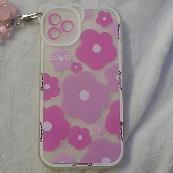 3D Bear Ear Hang Phone Chain Lanyard Clear Soft Case for iPhone 11 Pro Max Pink - Picture 4 of 4